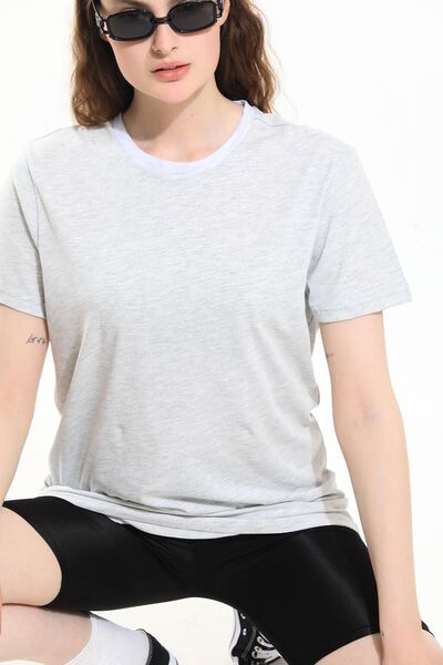 Domoda Snow - Melange, Oversize Fit Cotton Short Sleeve Basic Unisex Women's Men's T-Shirt