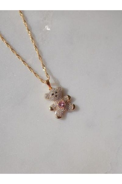Reorah Collection Zircon Stone Teddy Bear Necklace