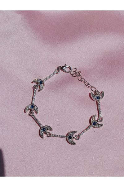 Reorah Collection Navy Blue Zircon Stone Moon Bracelet