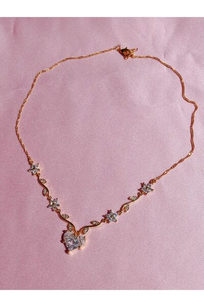 Reorah Collection Heart Flower Kolye Beyaz