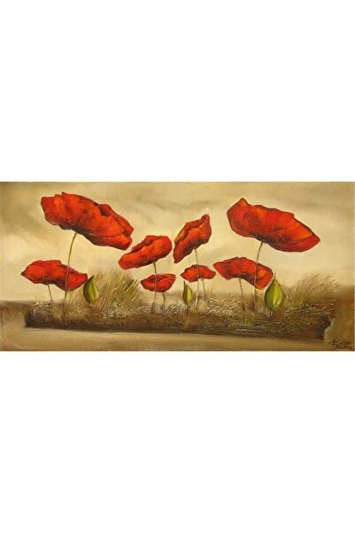 Tablosan Kırmızı Çiçek Kanvas Tablo 100x200 Cm Kb03062 100x200 Cm