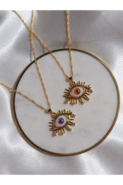 Reorah Collection All Eyes on You Necklace-orange