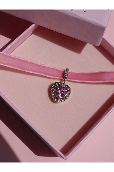 Reorah Collection The Princess And The Poor Tailor Girl Choker-silver Plated-pink