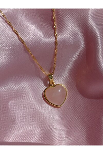 Reorah Collection Heart Patterned Natural Stone Necklace