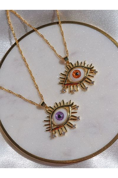 Reorah Collection All Eyes on You Necklace-orange