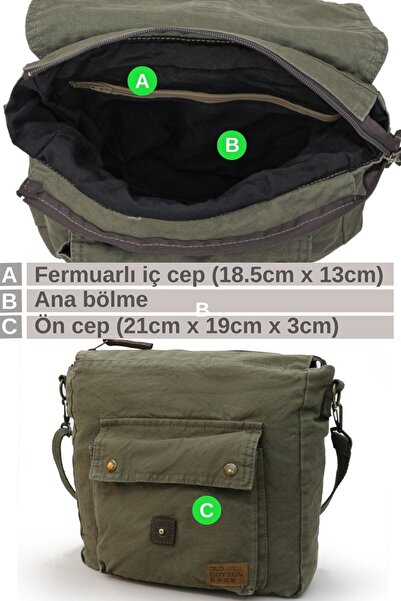 Old Cotton 7170 Branco Canvas Shoulder Khaki Postman Laptop Cross Document Notebook Tablet Bag