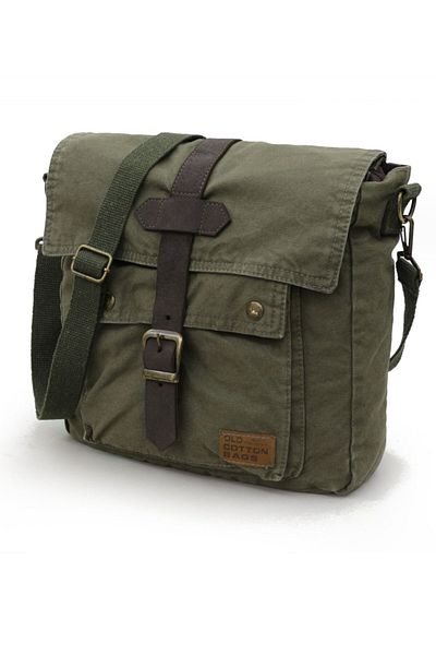 Old Cotton 7170 Branco Canvas Shoulder Khaki Postman Laptop Cross Document Notebook Tablet Bag
