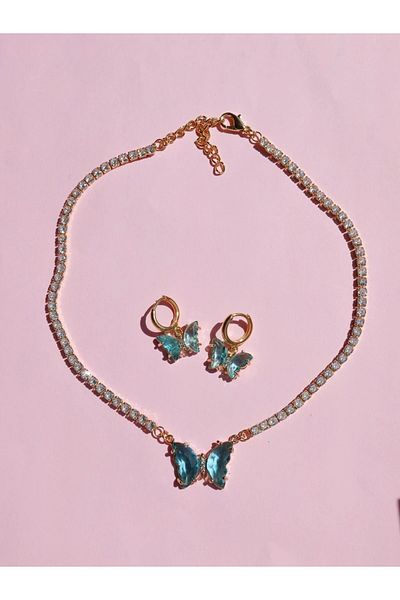 Reorah Collection مجموعة قلادة وخاتم على شكل فراشة من حجر الزركون المائي