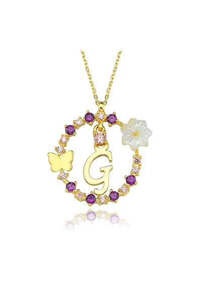 Sahira Jewelry Manolya Çiçeği Düşler Işıltısı 14k Gold G Harfi Kadın Kolye