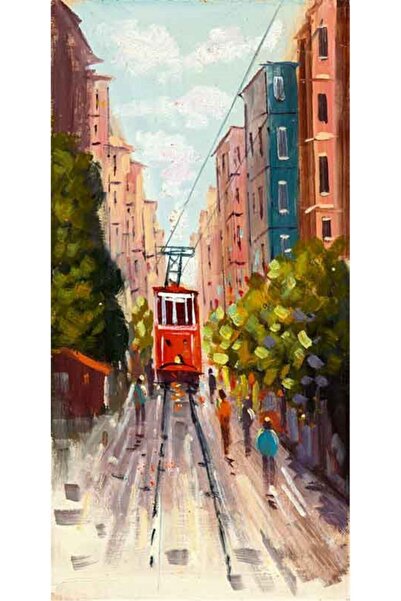 Tablosan Pictură pe pânză cu tramvai roșu din Istanbul Taksim 20x40 Cm Kb16238 20x40 Cm