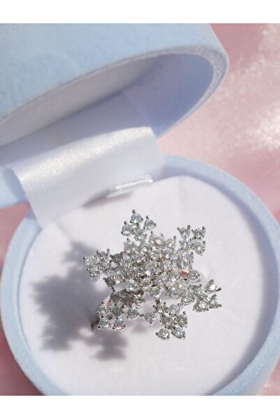 Reorah Collection حبة ضغط دوارة بتفاصيل حجر الزركون - خاتم ثلج كبير