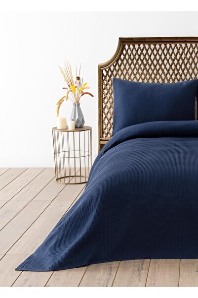 Denizli Concept Waffle Single Pike Set Navy Blue 160x220cm 1 Pillow Case