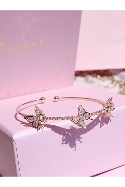 Reorah Collection White Zircon Stone Butterfly Bracelet