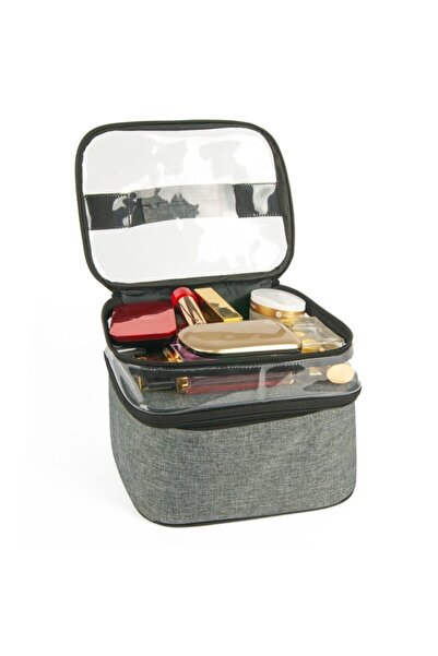BYENS Makeup Bag Suitcase Professional Transparent Bag Travel Set Lunch Bag Gray Color