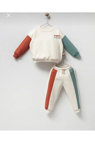 SS ÇEliK KOOP Happy Embroidered Top and Bottom Set for Ages 2-8
