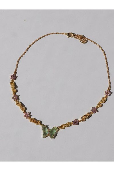 Reorah Collection Tinker Fairy - Flower Patterned Choker Necklace
