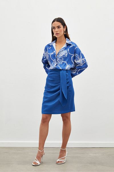 Sateen Minifustă cu curea - INDIGO