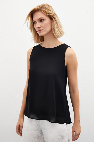 Sateen Bluză casual neagră fără mâneci
