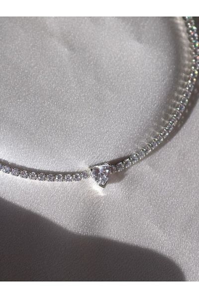 Reorah Collection White Silver Coated Shiny Love Waterway Choker