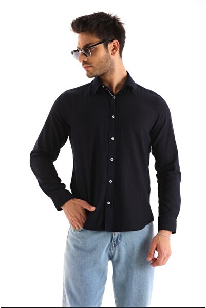 Catto Peak Ανδρικό τζιν πουκάμισο - Μπλε ναυτικό καρό, καρό ριγέ, κανονική εφαρμογή