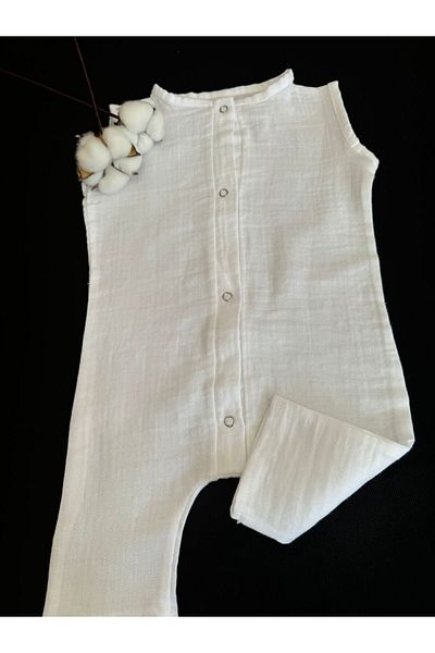 Zeren Home White Muslin Cloth - Double Layer Organic Cotton Jumpsuit