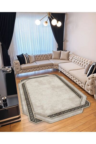 YTR HOME Dijital Baskı Yıkanabilir Kaymaz Taban Dekoratif Salon Mutfak Halısı...