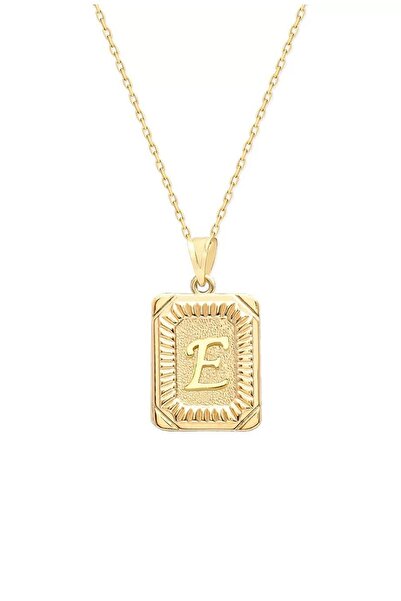 Sahira Jewelry E Harfi Vintage Kesim 14 K Altın Kaplama Kadın Kolye