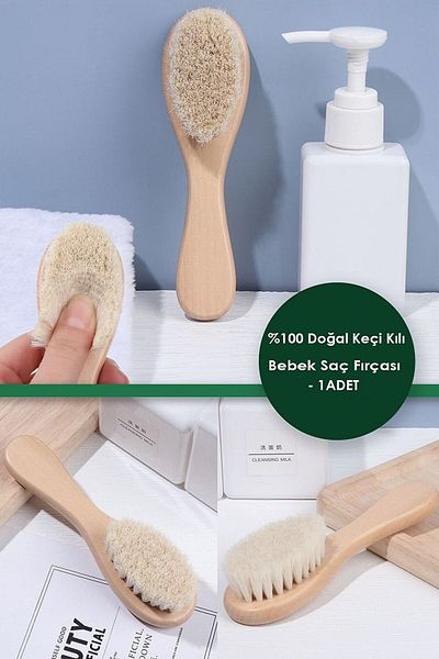 safestore 100% Natural Goat Hair Baby Hair Brush Mini Size Synthetic Goat Hair Baby Hair Brush