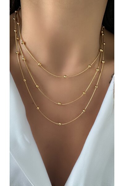 Markiv store Paslanmaz Çelik 3 Sıra Topçuk Kolye