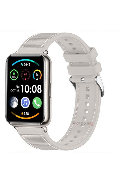 Sneezy Huawei Watch Fit 2 Ile Uyumlu Dikiş Desenli Dokuma Silikon Kordon