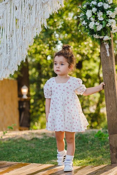 Alingo 100% Cotton Summer Girl's Floral Mini Dress
