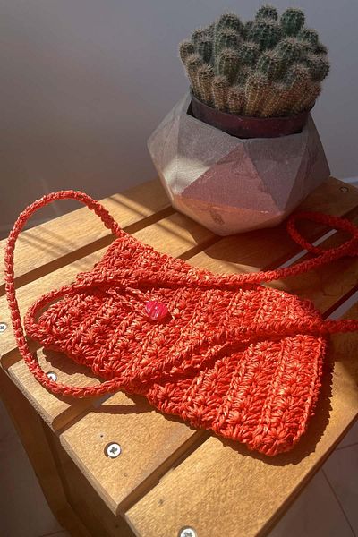 SUBU TASARIM Straw Hand Knitted Shoulder Bag with Strap - Phone Bag Tile SBT1874