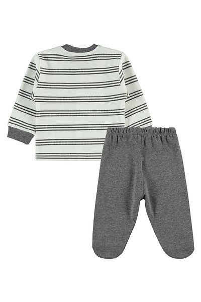 Aziz Bebe 0-3 Months Baby Boy Ecru Pajama Set - Set of 3