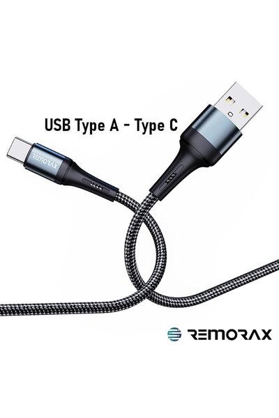 REMORAX Örgülü Hızlı Şarj Kablosu, Usb A-c, 100 Cm, 3.1a, Siyah