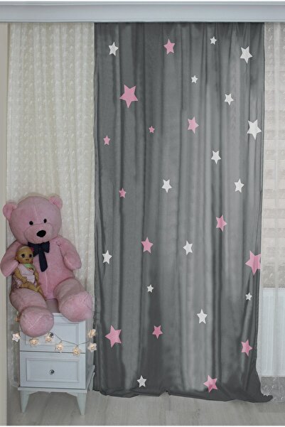 HOMESSA Yıldızlı Çift Kanatlı Çocuk Odası Fon Perde