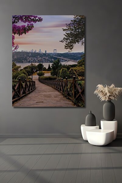 Teona Ahşap Dekoratif Dikey İstanbul Manzara Duvar Tablo Ahşap Dikdörtgen Tablo