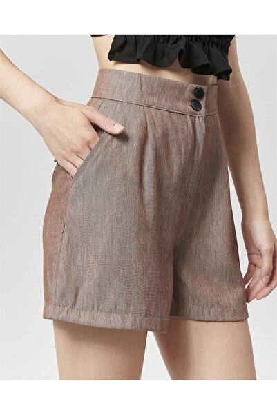 Nuseel High Waist Bermuda Shorts - Atlantis Fabric, Brown