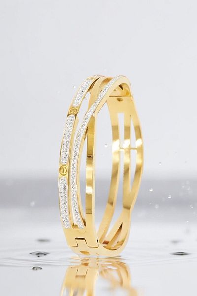 ESMERAY STEEL Zircon Stone Detailed Steel String Bracelet and Handcuffs