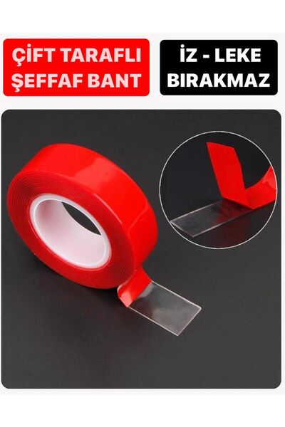 Meg AKRİLİK SİLİKON BANT ŞEFFAF ÇİFT TARAFLI ÇOK AMAÇLI EXTRA GÜÇLÜ 18mm X 2mt