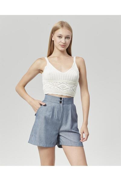 Nuseel Pantaloni scurți Atlantis cu talie înaltă albastră