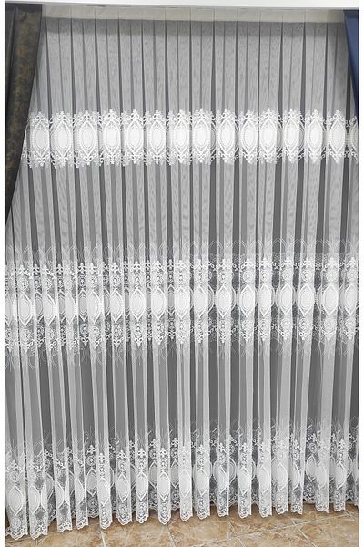 Mexess 1X3 Sik Pleat Embroidered Patterned Tulle Curtain