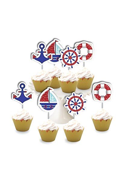 Mini Parti Eva Delux 8-Piece Glitter Toothpicks - Sailor Themed