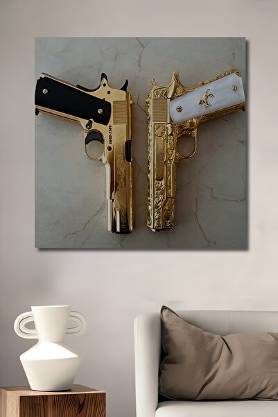 Teona Ahşap Dekoratif Dikey Altın Silahlar Duvar Tablo Ahşap Dikdörtgen Tablo