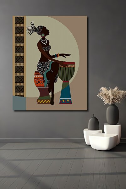 Teona Ahşap Dekoratif Dikey Afrikalı Güzel Kadın Figür Duvar Tablo Ahşap Dikd...