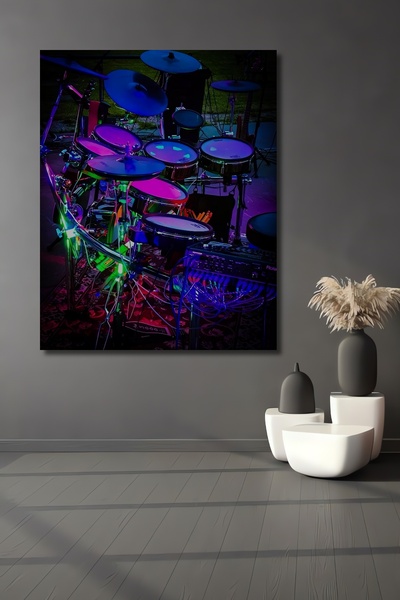 Teona Ahşap Dekoratif Dikey Neon Bateri Duvar Tablo Ahşap Dikdörtgen Tablo