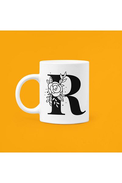 UUR STORE Letter R Printed Ceramic Mug 330ml