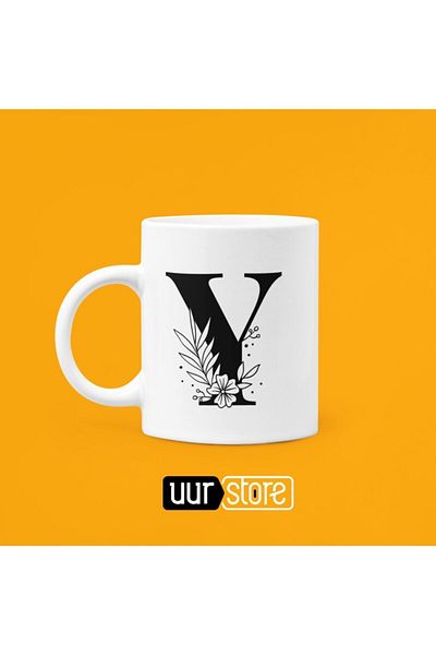 UUR STORE Letter Y Printed Porcelain Mug 330ml