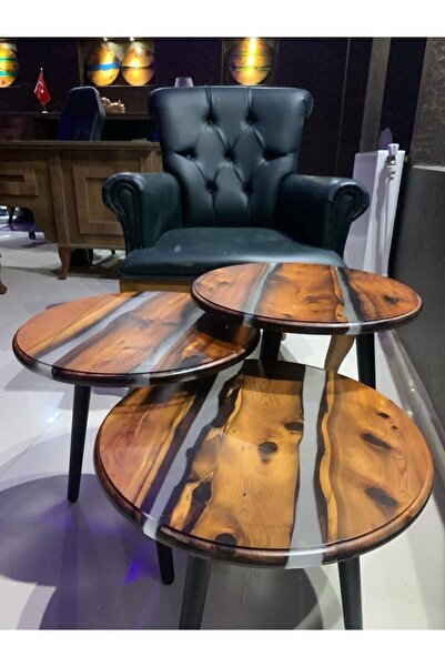 WOOD İN WONDERLAND EPOKSİ&ARDIÇ AĞACI 3 LÜ SEHPA TAKIMI