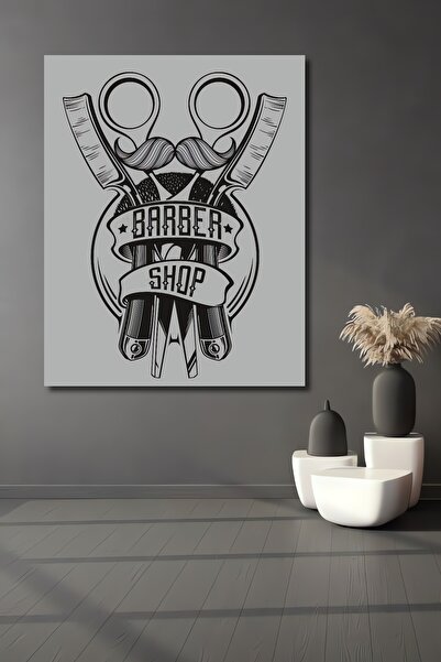 Teona Ahşap Dekoratif Dikey Berber Dükkanı Duvar Tablo Ahşap Dikdörtgen Tablo