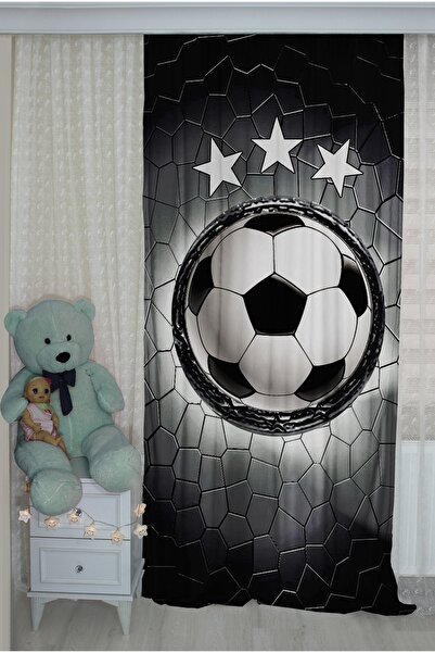 HOMESSA Black and White Double Winged Background Curtain - Children's Room